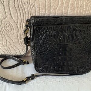 Brahmin Black Crocodile-Embossed crossbody